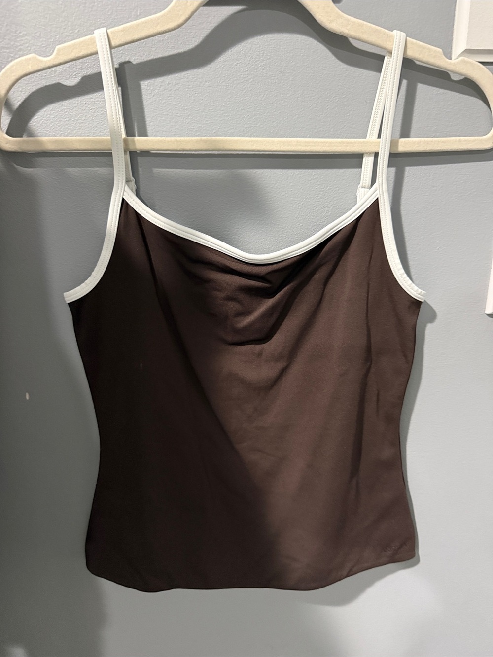 Aritzia Brown Cami with White Trim Spaghetti Straps